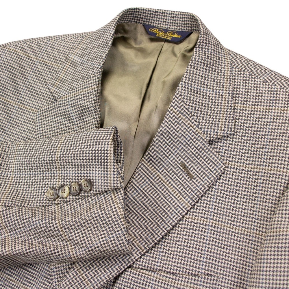 VTG Brooks Brothers Mens 42 L Wool Houndstooth Check Sport Coat Blazer‎ Jacket